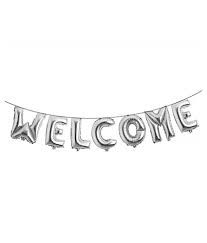 Welcome Foil Balloon Silver